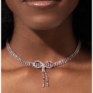 💖💎💖 “BUCKINGHAM BOW” PINK BOW RHINESTONE CHOKER NECKLACE ~ PAPARAZZI❗️💖💎💖